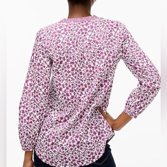J. Crew 100% Indian Cotton Floral Pin Tuck Ruffle Blouse Womens Medium - Picture 3 of 16